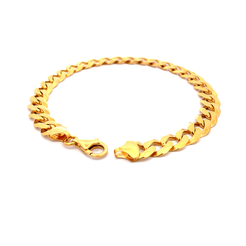 22K Yellow Gold Interlocking Cuban Chain Bracelet