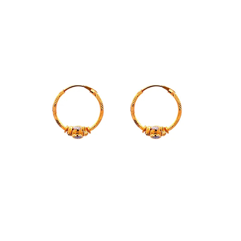 22K Gold Hoop Earrings with center bead design