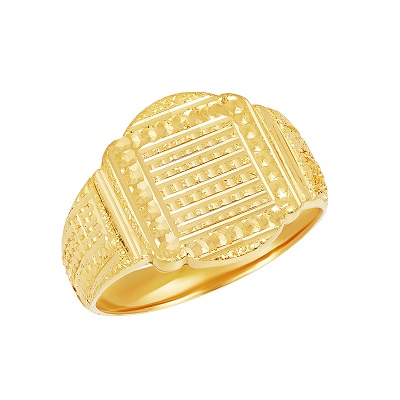 22k Indian Mens Ring - AjRi58174 - 22K Gold men's ring with frost and shine  finish.