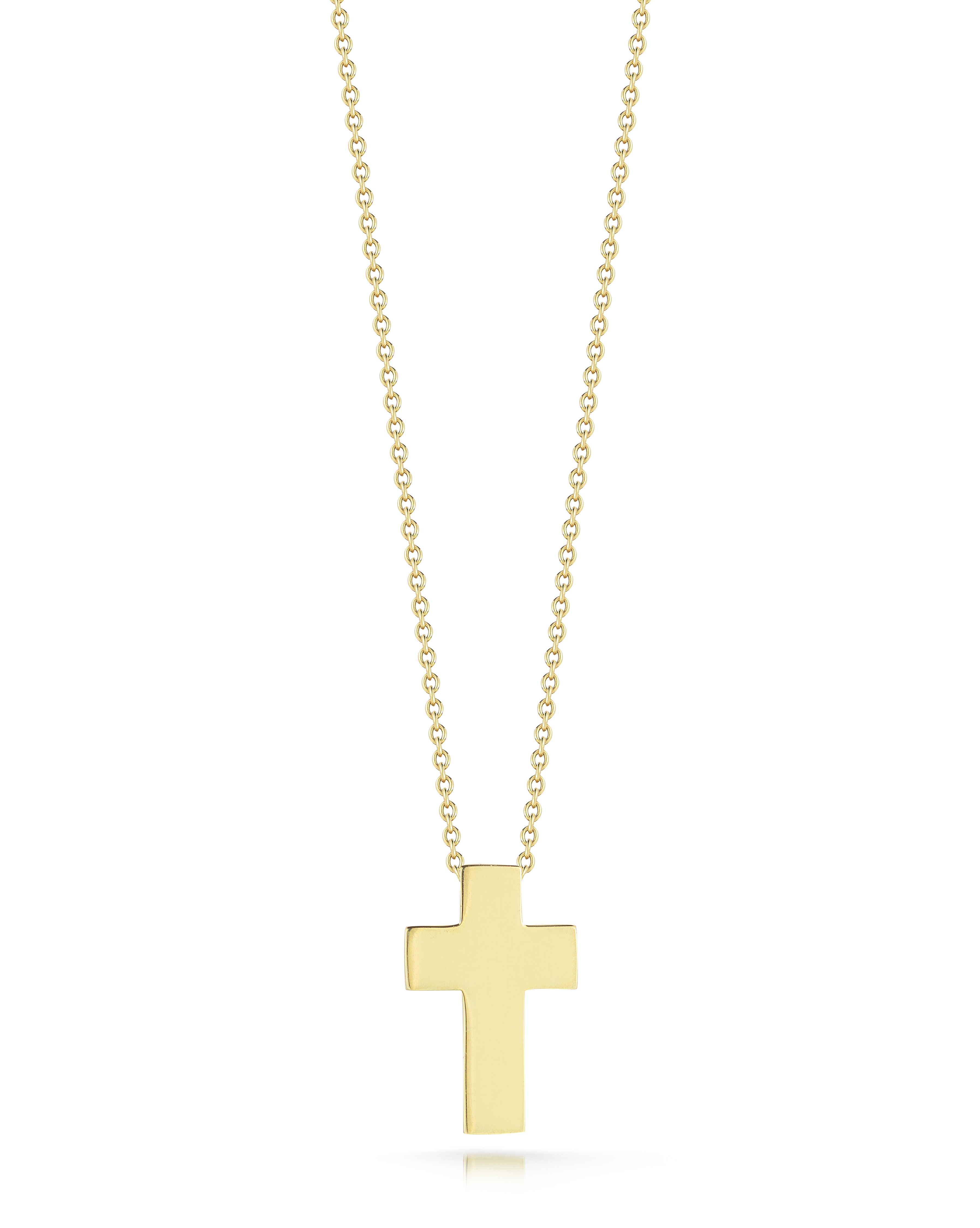 18k Yellow Gold Tiny Treasures High Polished Cross Necklace