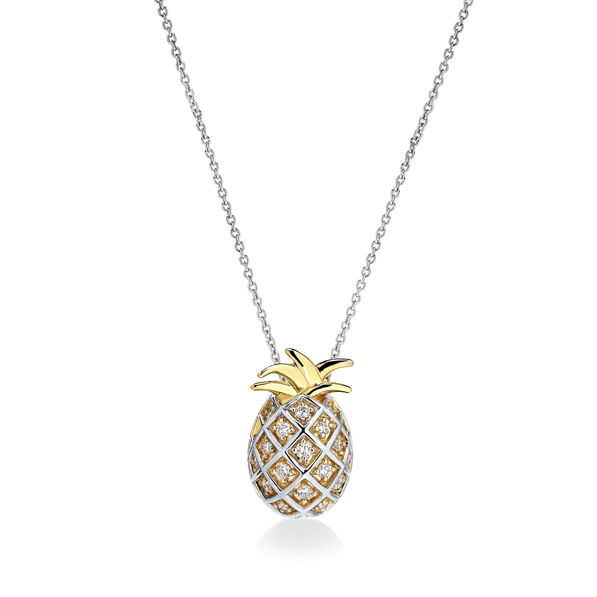 18k Yellow/white Gold Tiny Treasures Diamond Pineapple Necklace