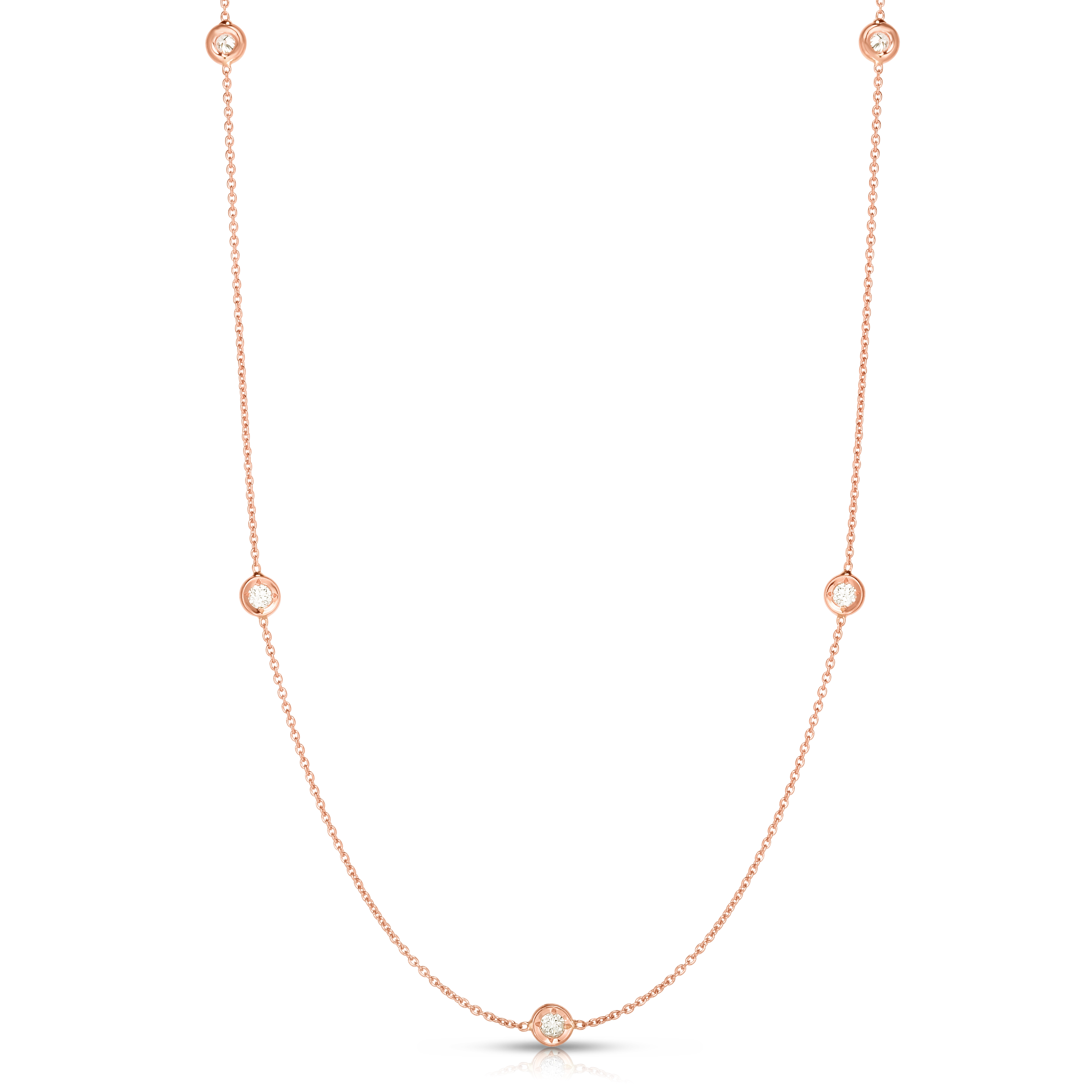 18k Rose Gold Diamonds By The Inch Five Station Necklace