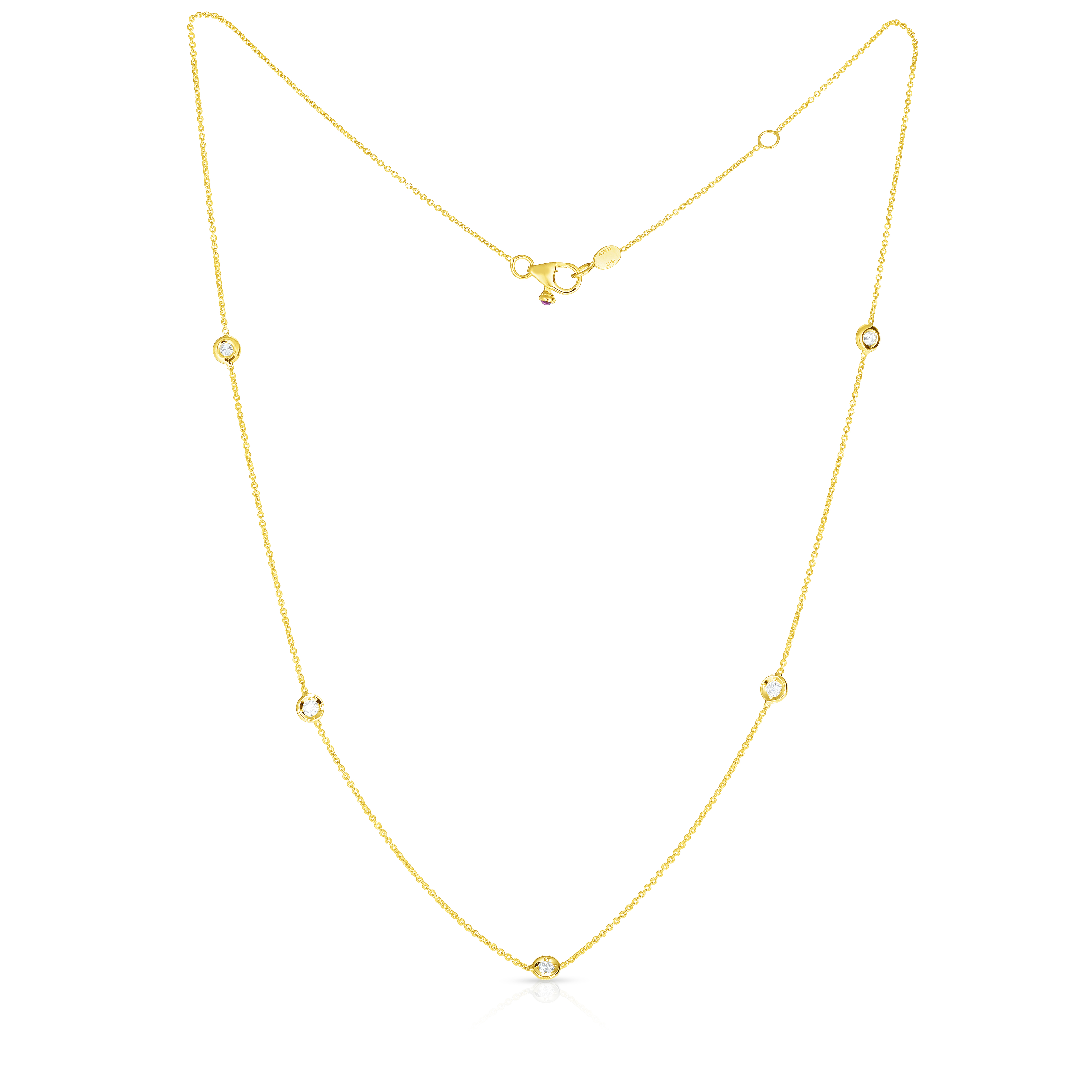 18k Yellow Gold Diamonds By The Inch Five Station Necklace