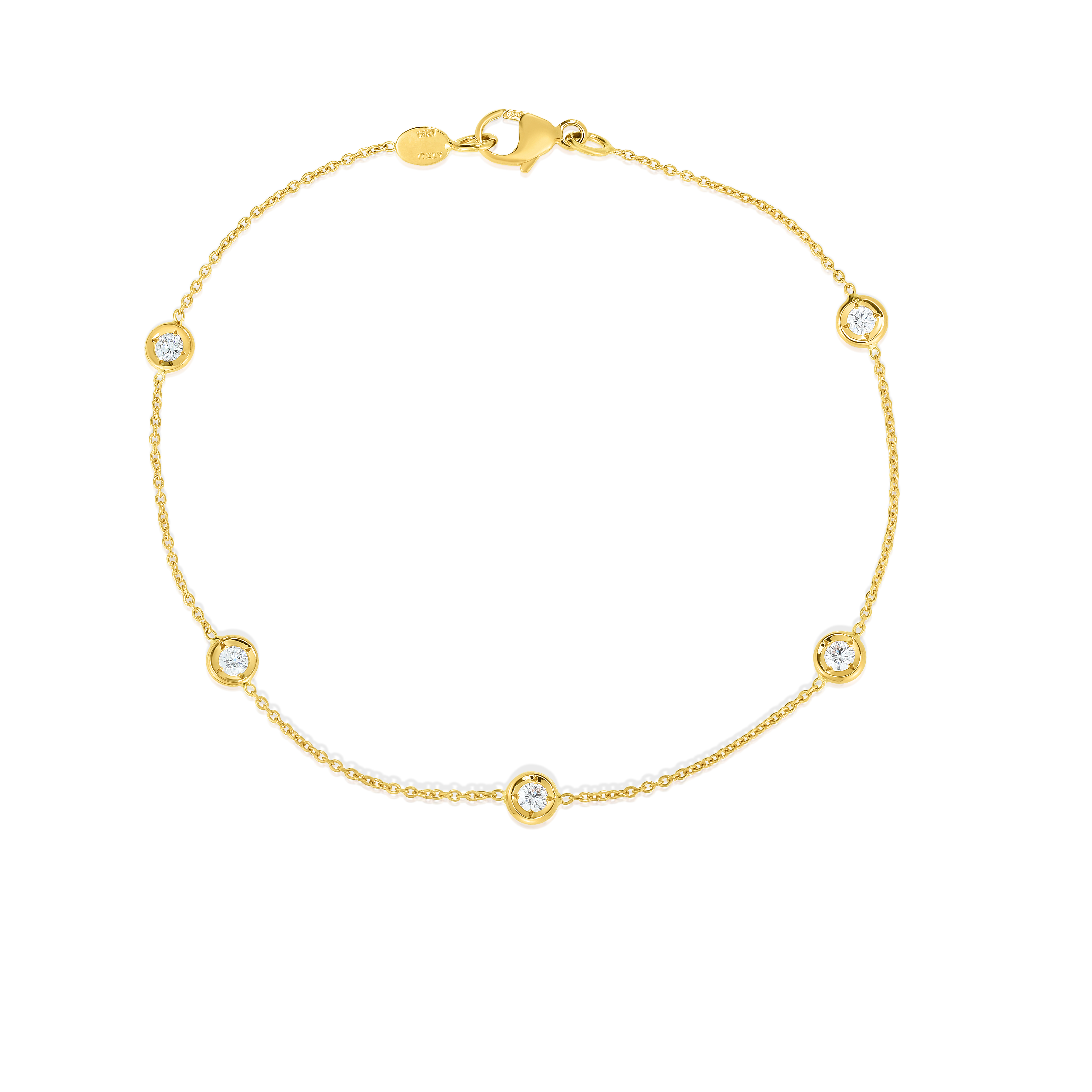 18k Yellow Gold Diamonds By The Inch Five Station Bracelet