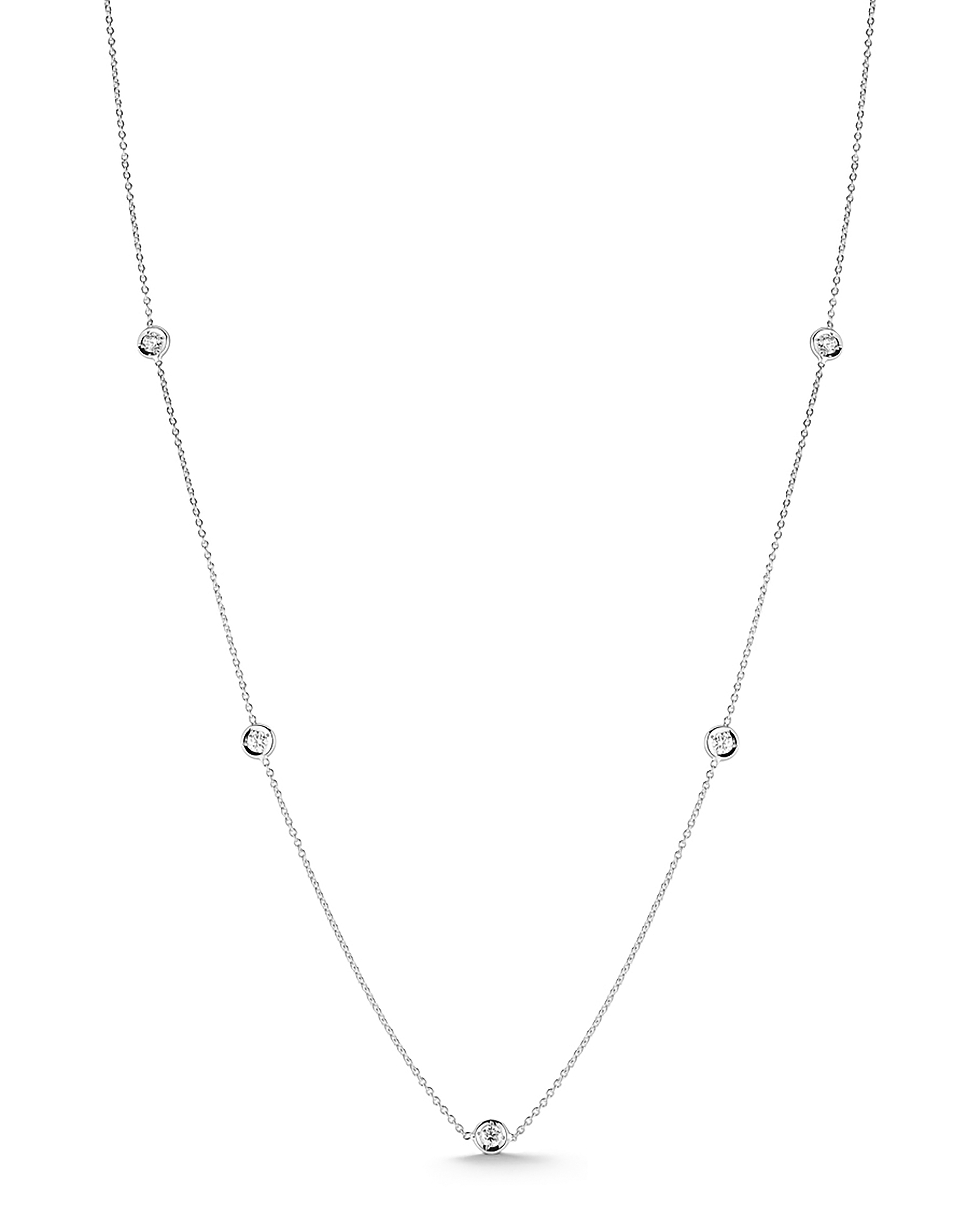18k White Gold Diamonds By The Inch Five Station Necklace