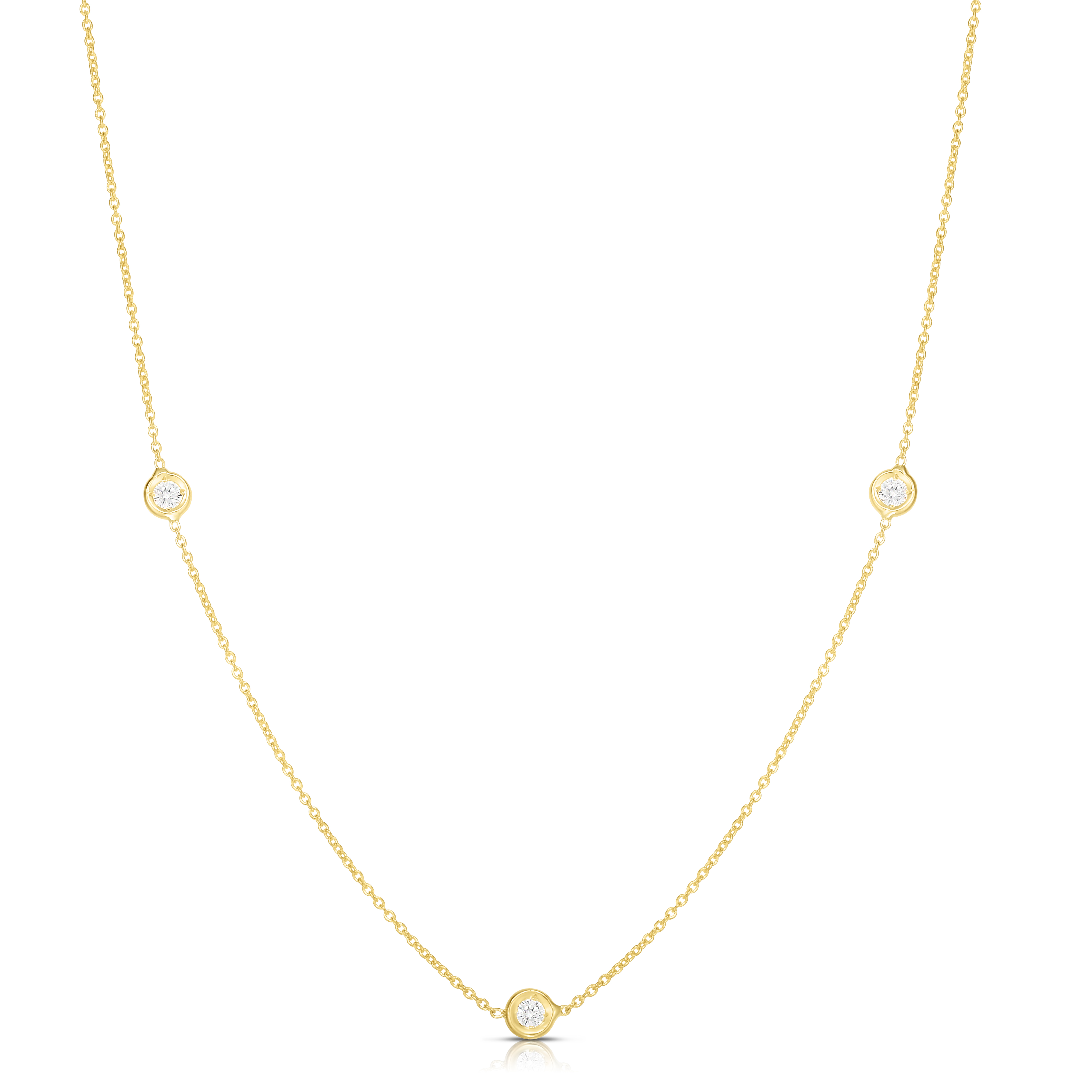 18k Yellow Gold Diamonds By The Inch Three Station Necklace