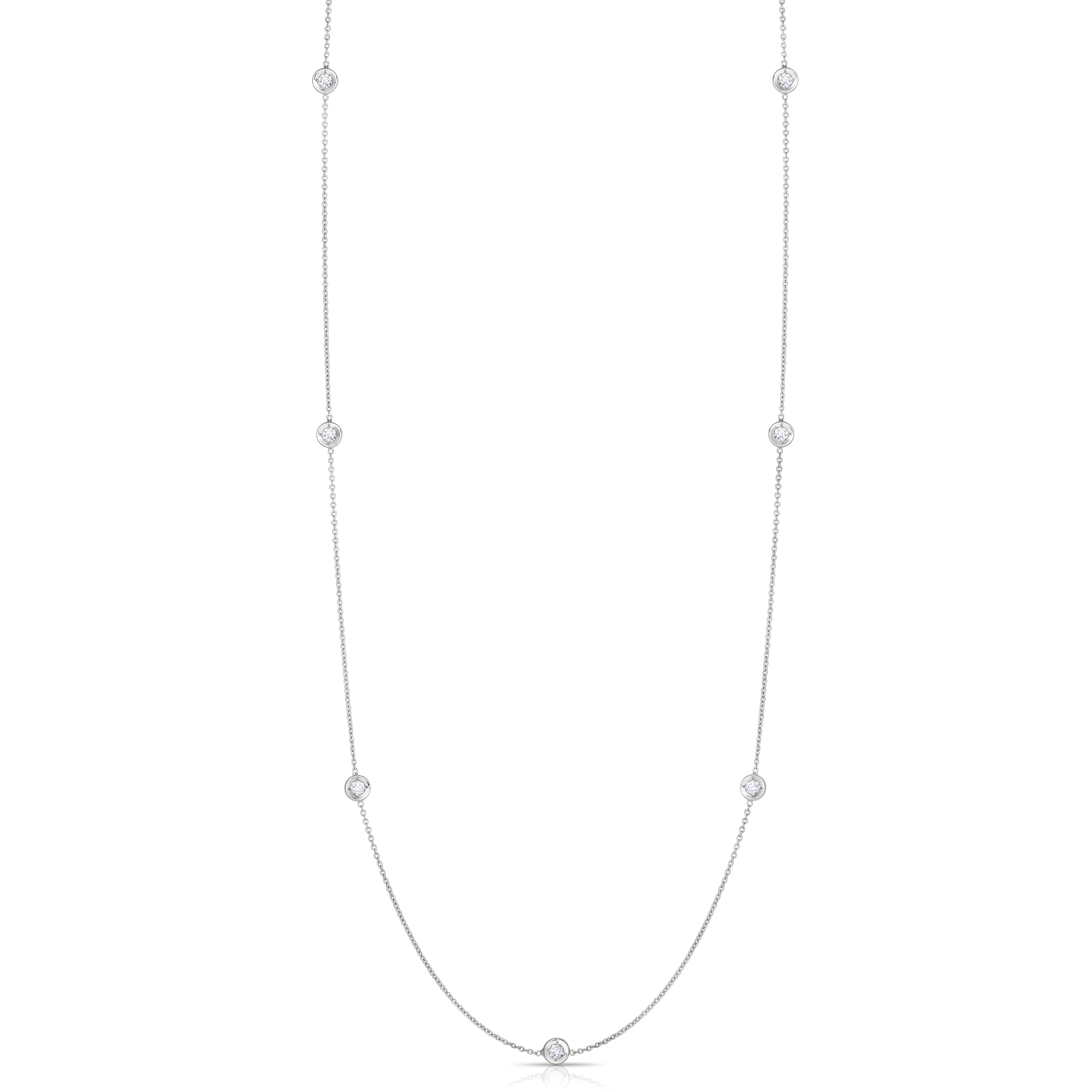 18k White Gold Diamonds By The Inch 7 Station Necklace