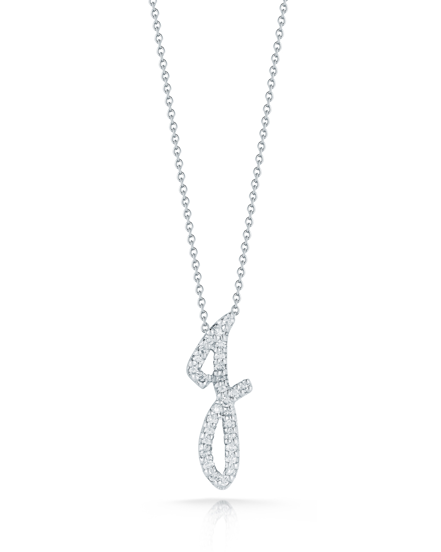 18k White Gold Tiny Treasures Diamond Cursive 