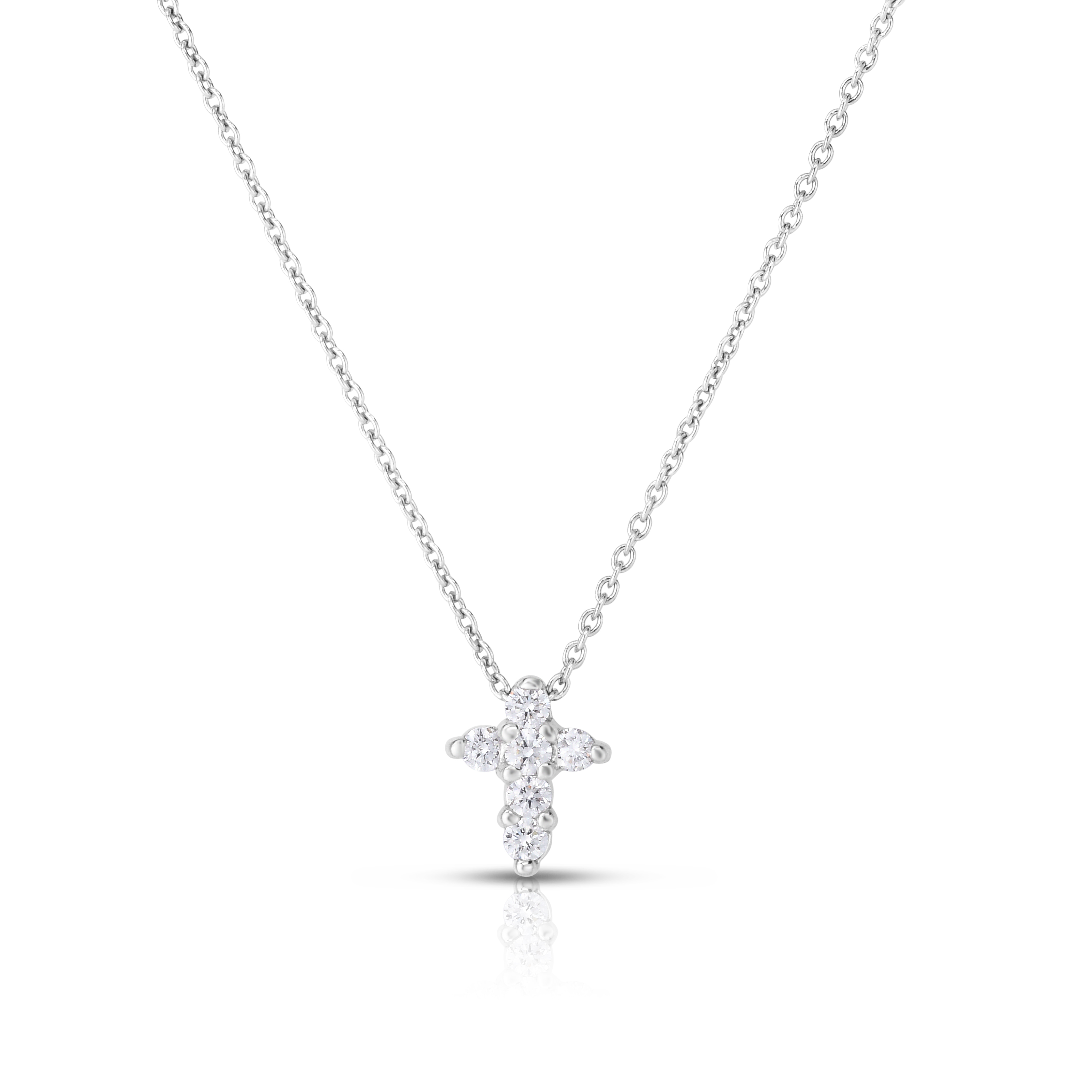 18k White Gold Tiny Treasures Diamond Baby Cross Necklace