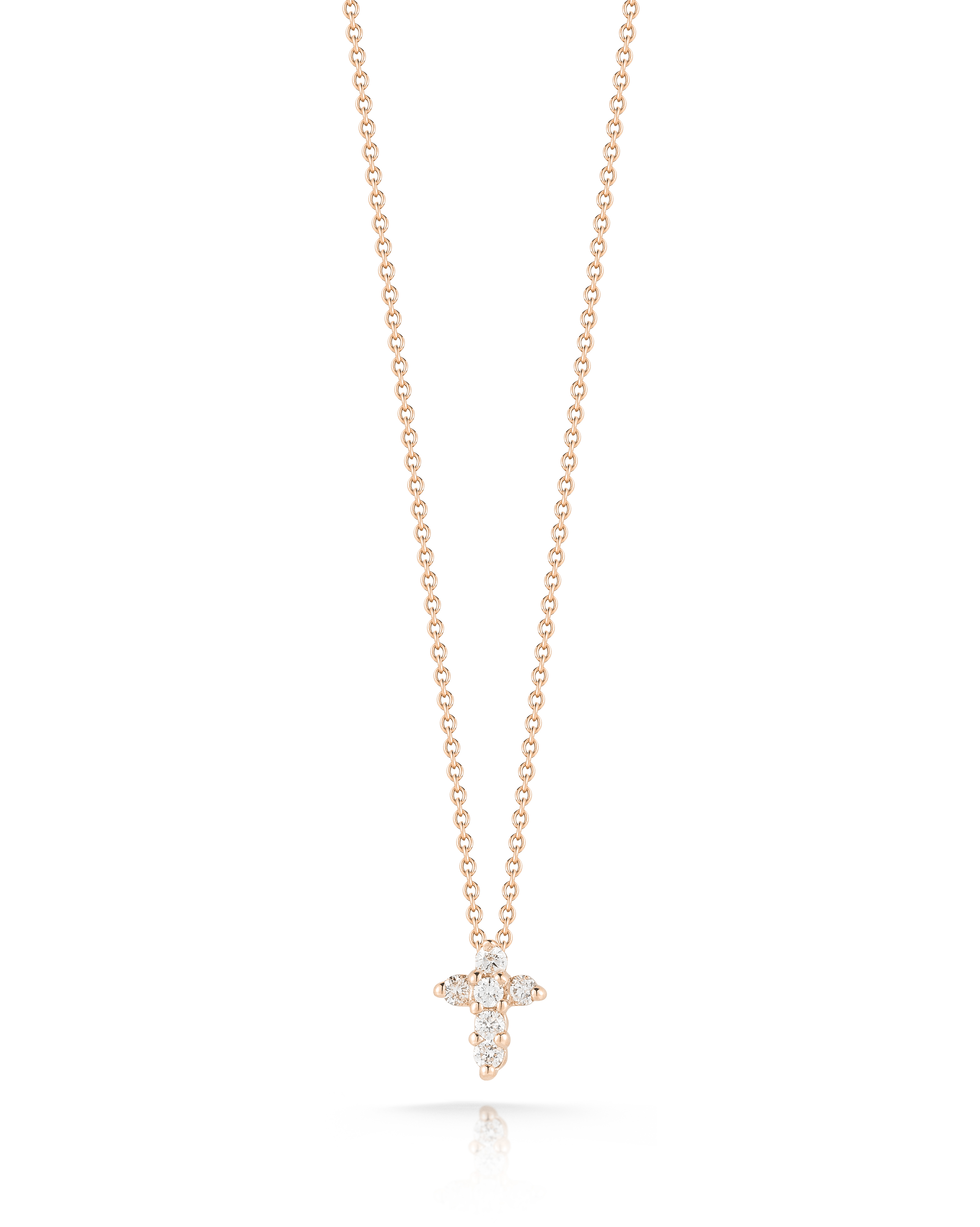 18k Rose Gold Tiny Treasures Diamond Baby Cross Necklace