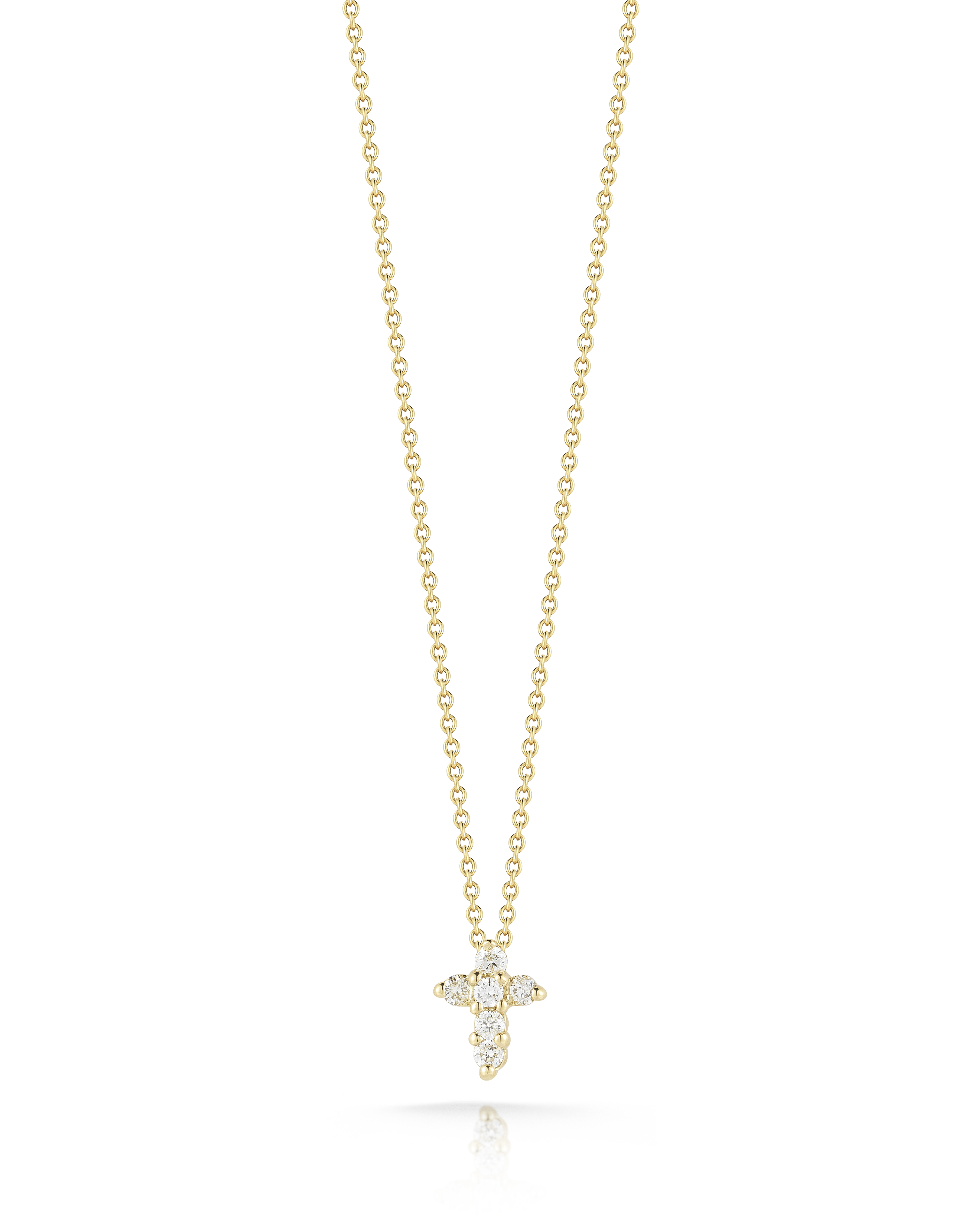 18k Yellow Gold Tiny Treasures Diamond Baby Cross Necklace