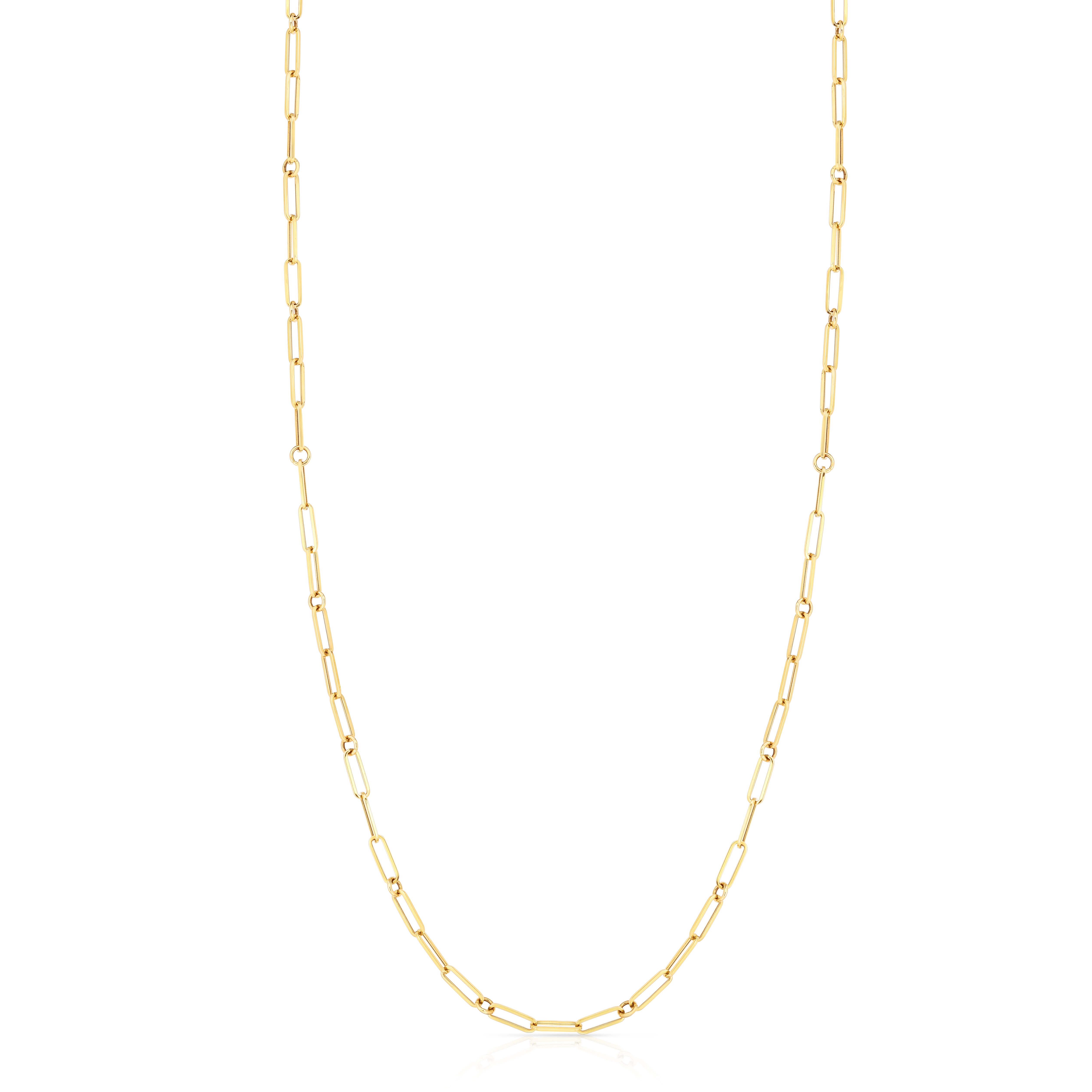 18k Yellow Designer Gold Paperclip & Round Link Necklace