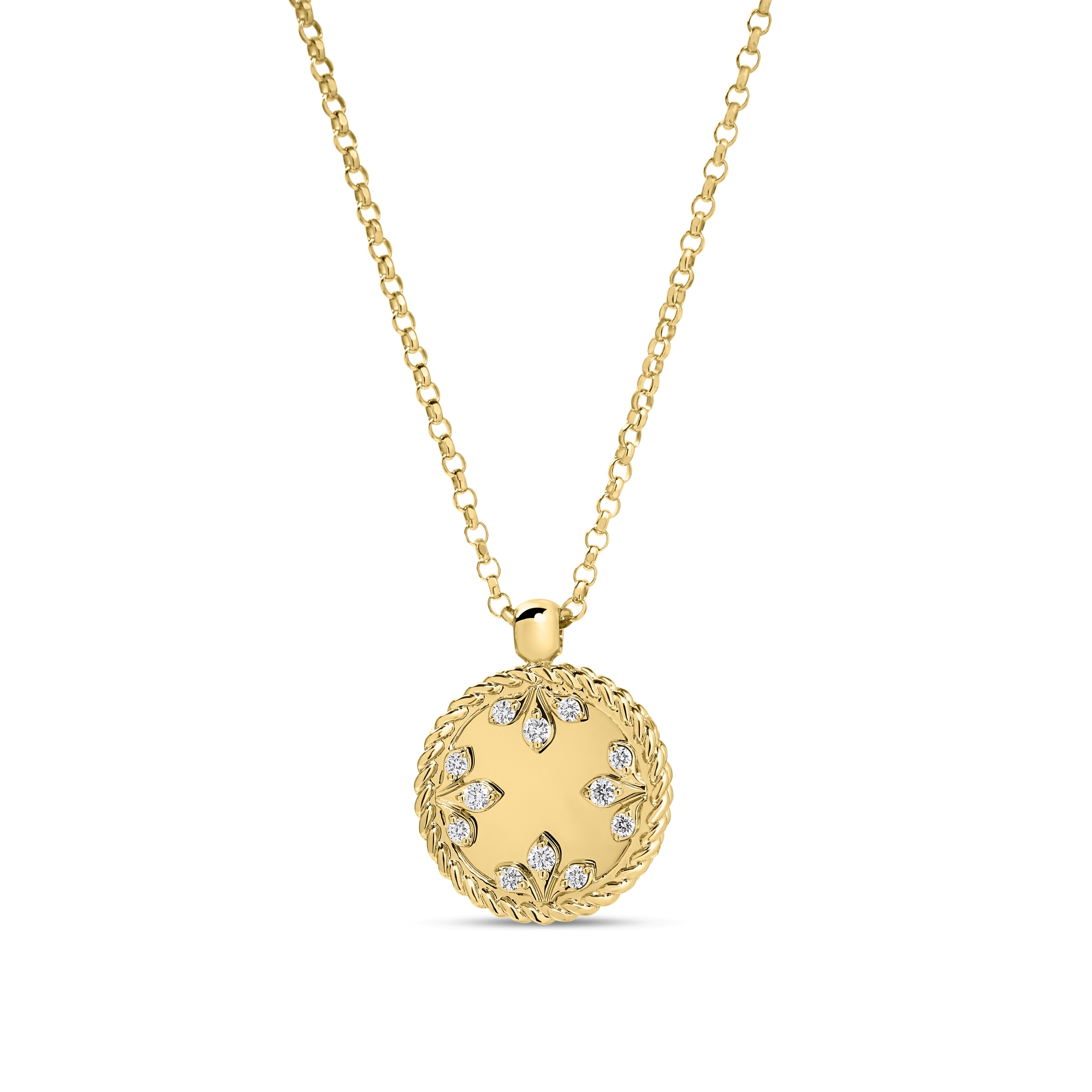 18k Yellow Gold Venetian Medallions Small Diamond Necklace