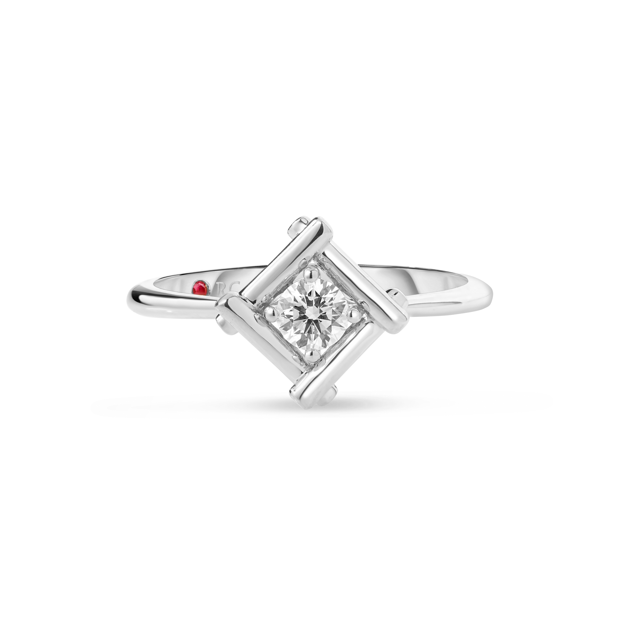 18k White Gold Domino Bezel Diamond Ring