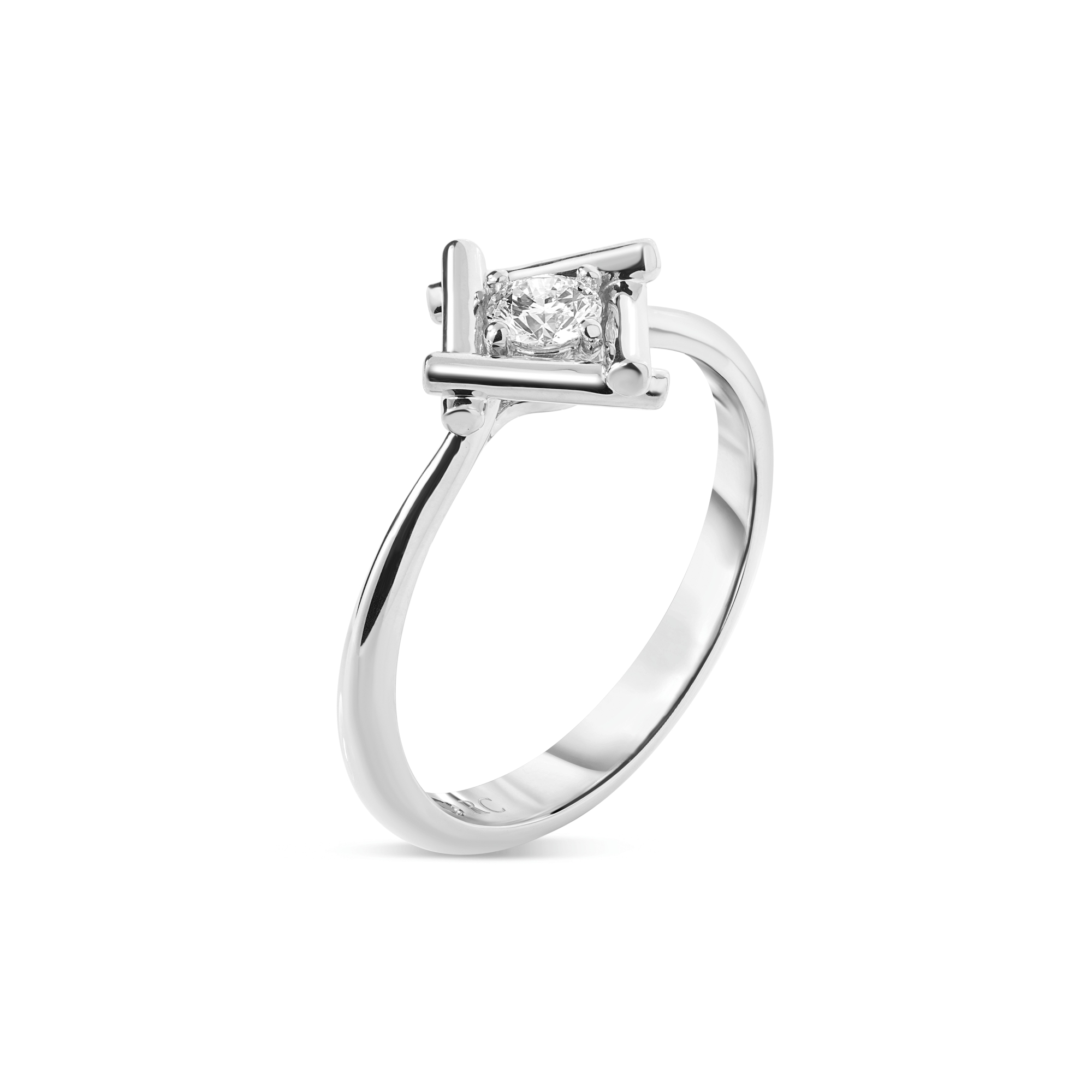 18k White Gold Domino Bezel Diamond Ring