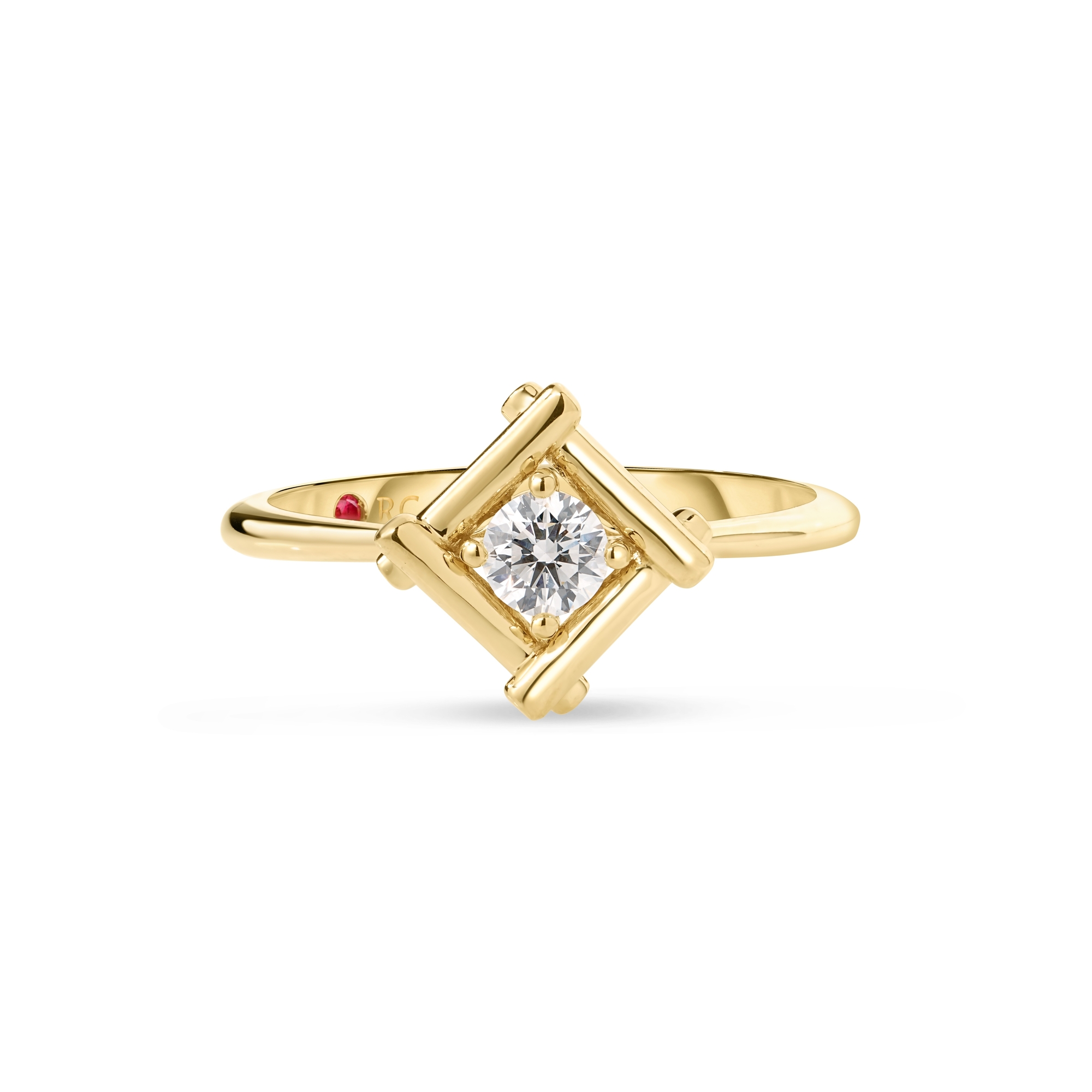 18k Yellow Gold Domino Bezel Diamond Ring