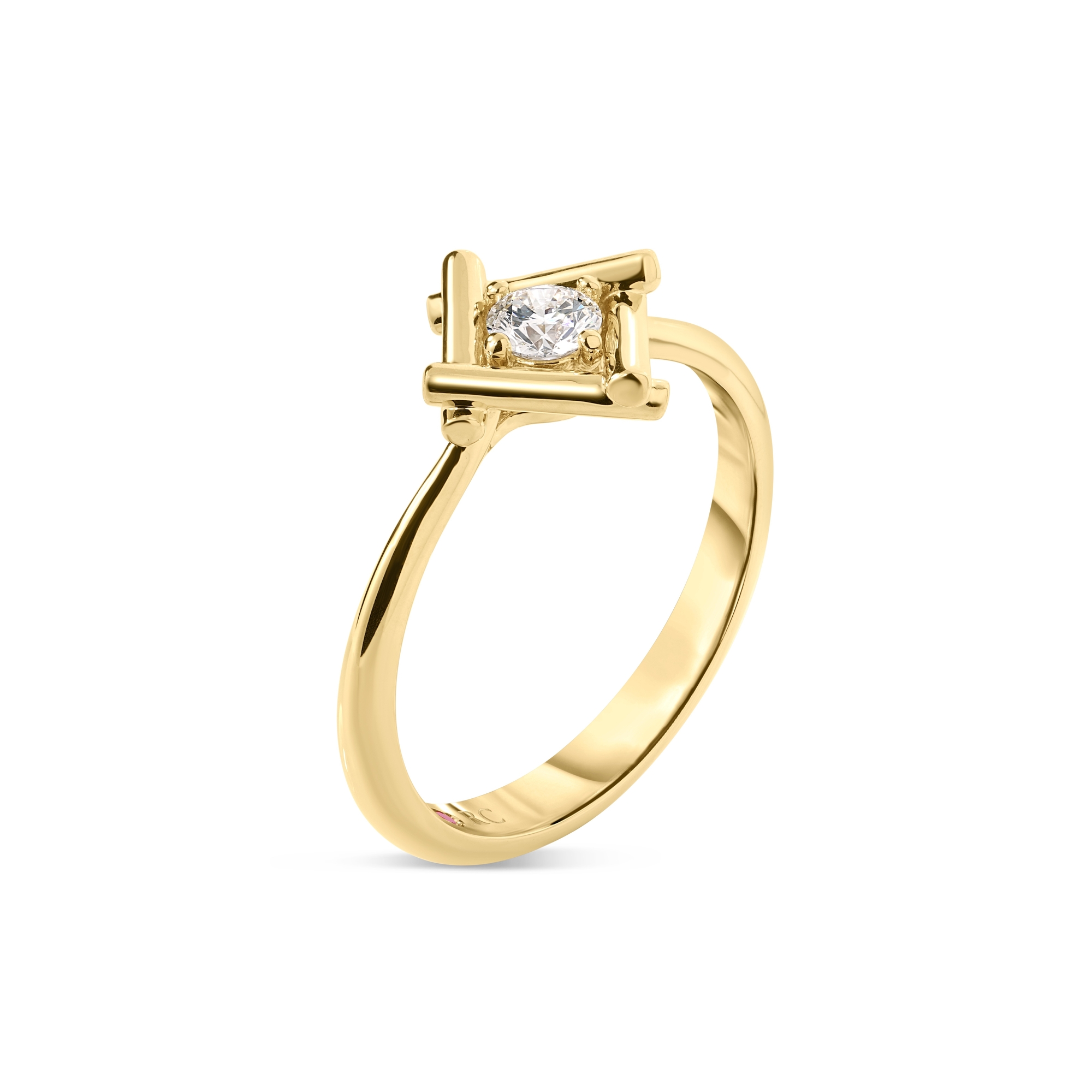 18k Yellow Gold Domino Bezel Diamond Ring