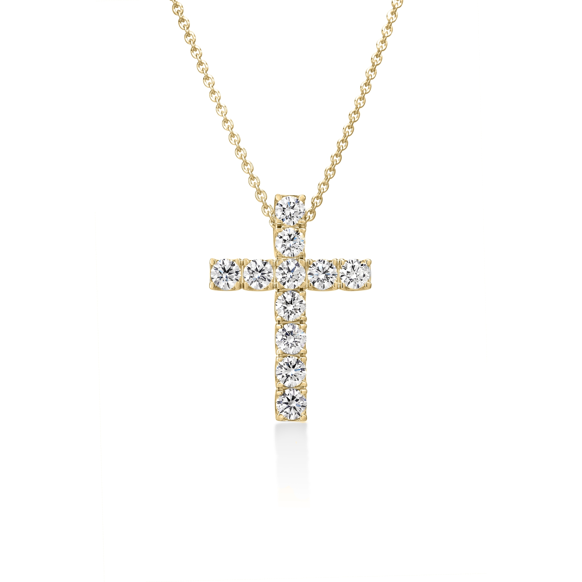 18k Yellow Gold Classic Diamond Eternity Cross Necklace: Fg Vs-si