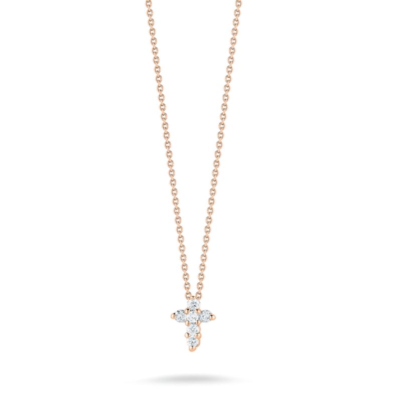 Baby Cross Pendant With Diamonds &Ndash; 18K Rose Gold