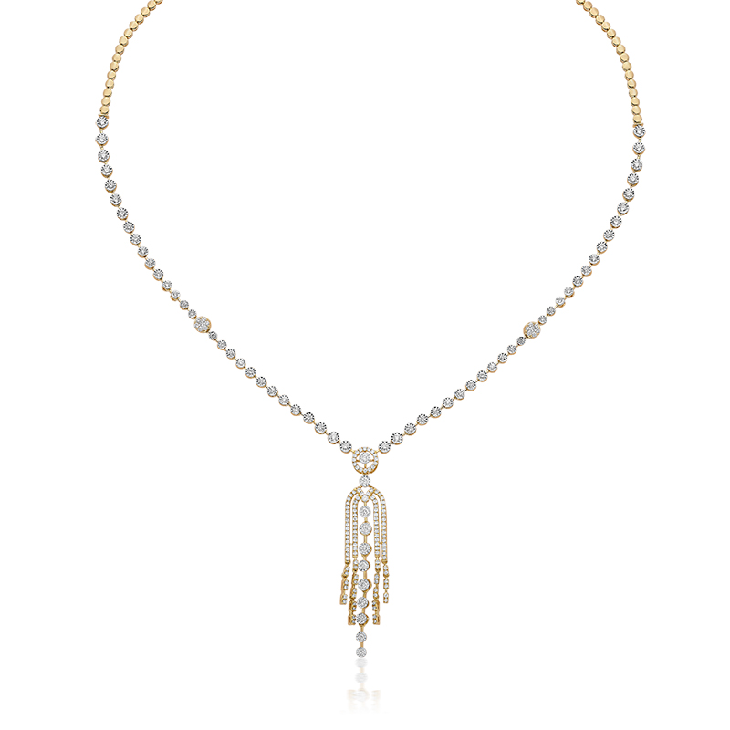 Glitzy, Cascade Styled Evening Wear Diamond Necklace & Earrings
