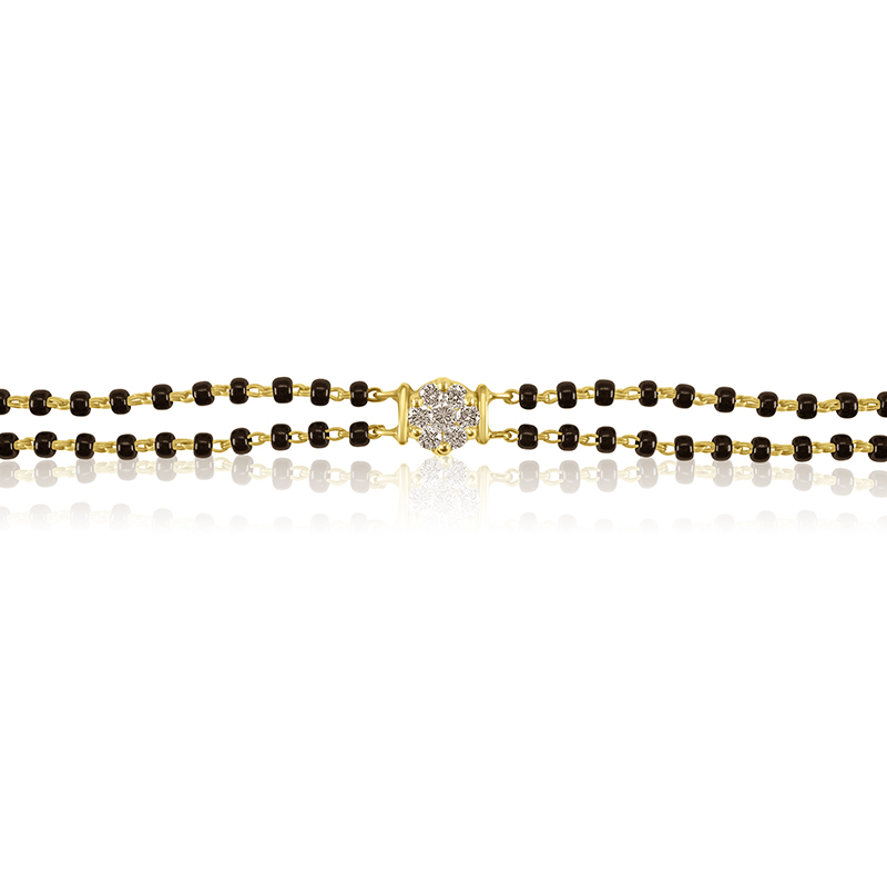 18K Gold Diamond Bracelet with black beads