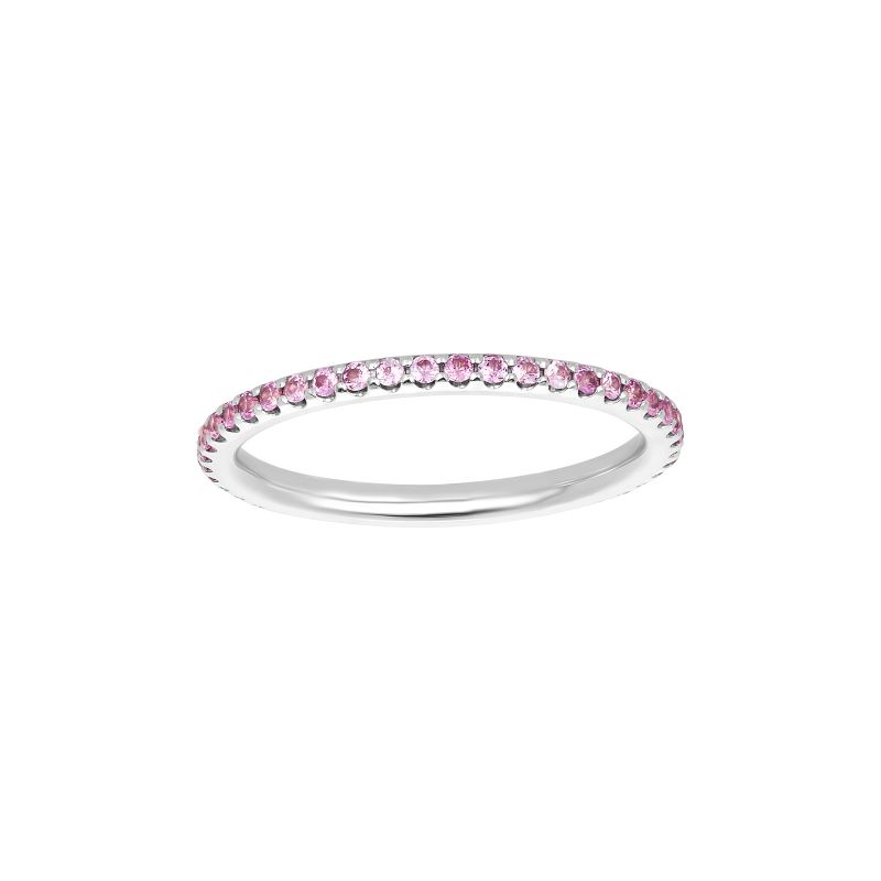 18K White Gold Pink Sappire Ladies Band