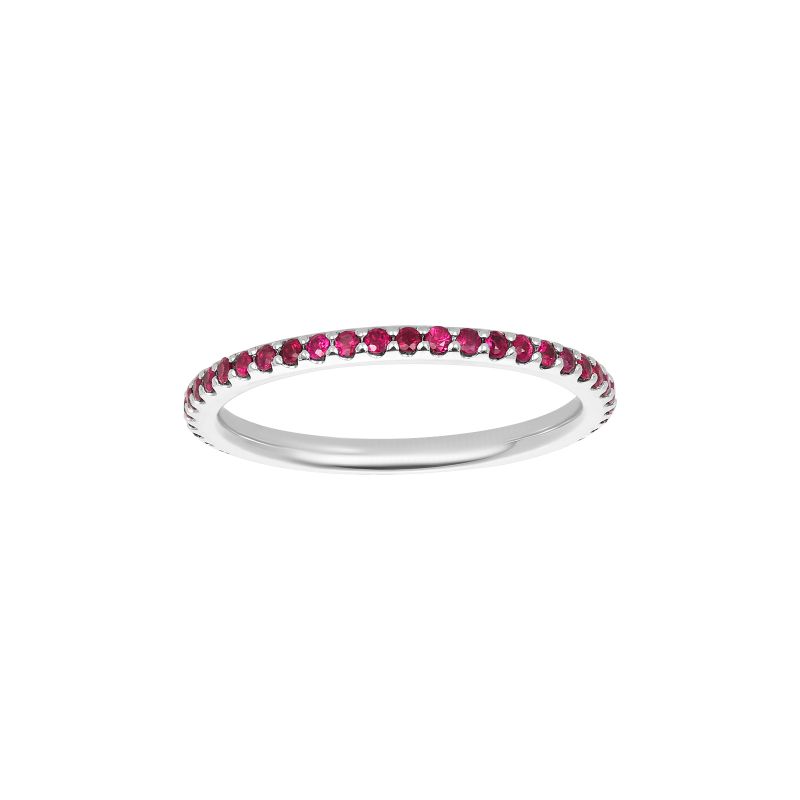 18K White Gold Ruby Ladies Band