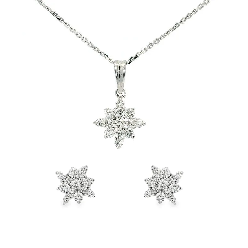 18K Gold Diamond Pendant Set