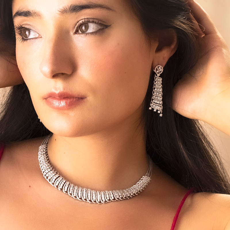 Gold and Diamond Choker Necklace Set