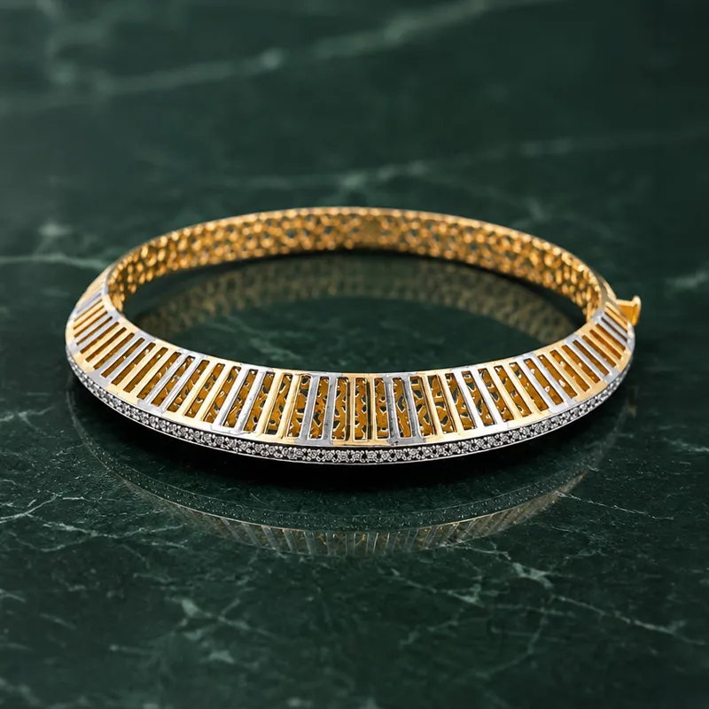 Elegant Gold Two Tone Bangle Bracelet