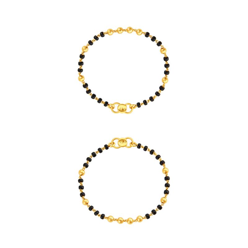 22K Yellow Gold and Black Beaded Baby Bracelet