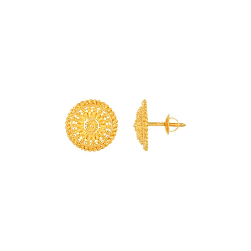 22k Yellow Gold Stud Patterned Earrings