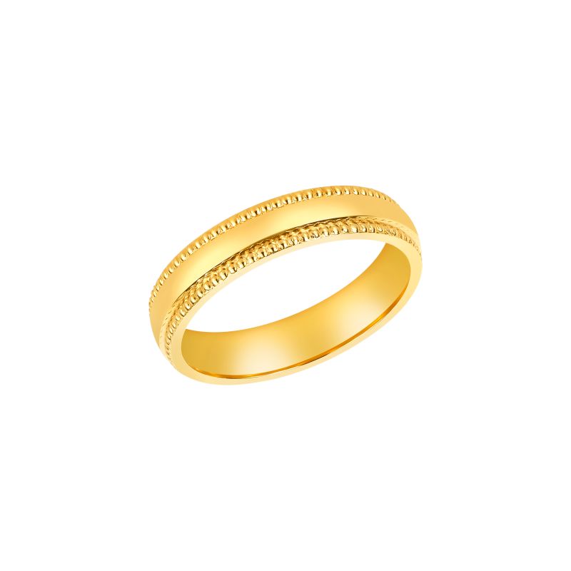 22k Yellow Gold Thick Beaded Trim Band