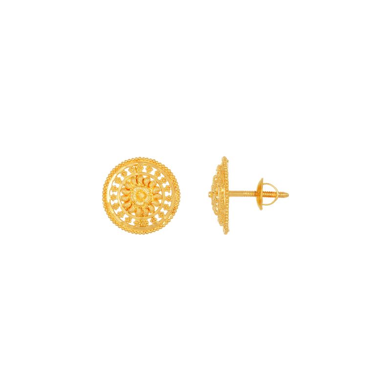 22k Yellow Gold Stud Patterned Earrings