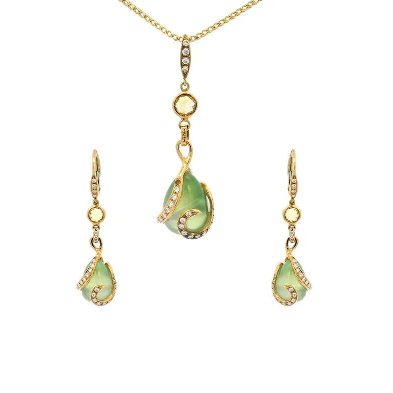 Elegant Gold and Green Pendant Set