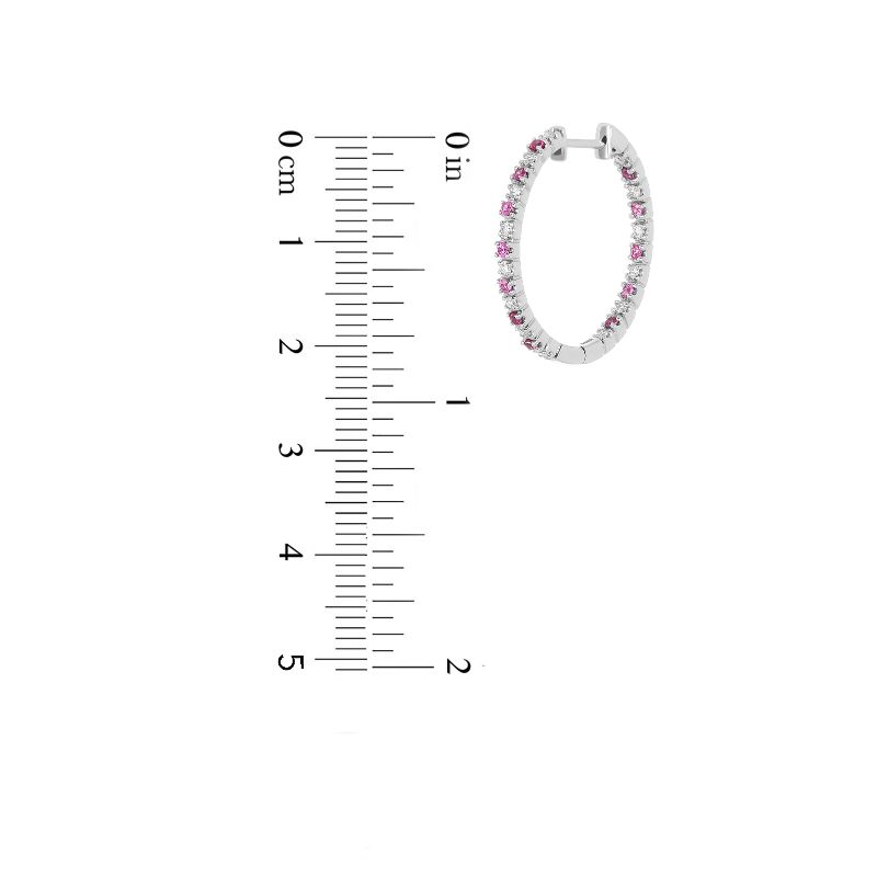 18K White Gold Diamond Hoops Earrings with Tourmaline