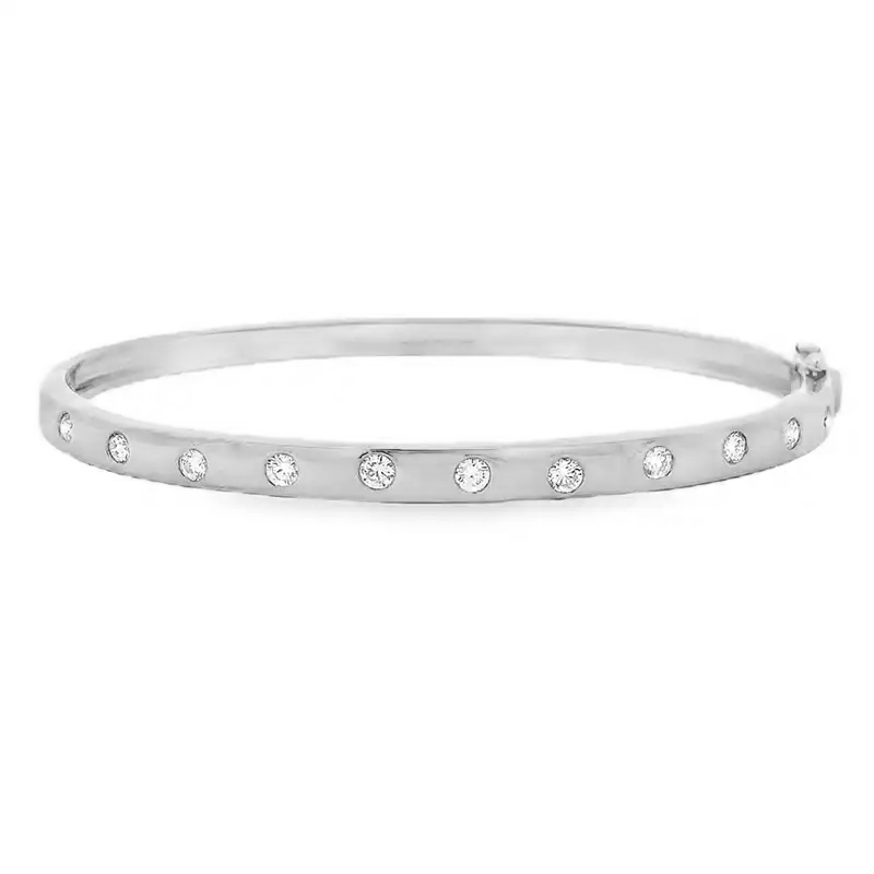 18K White Gold Diamond Bangle Bracelet