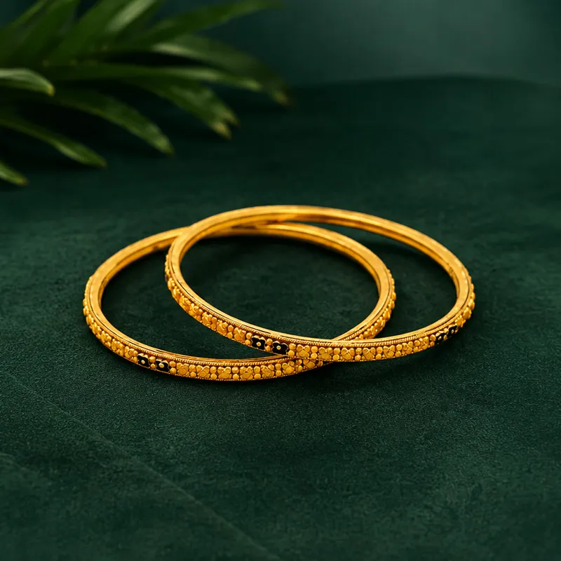 Elegant Gold Bangles Set of 2, Size 2.4