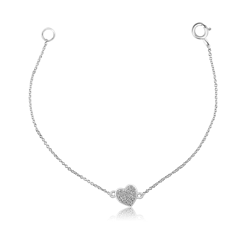 Gold Diamond Baby Bracelet - Heart Charm