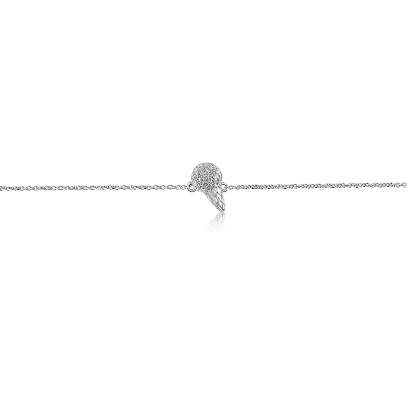 Gold Diamond Baby Bracelet - Icecream Cone Charm