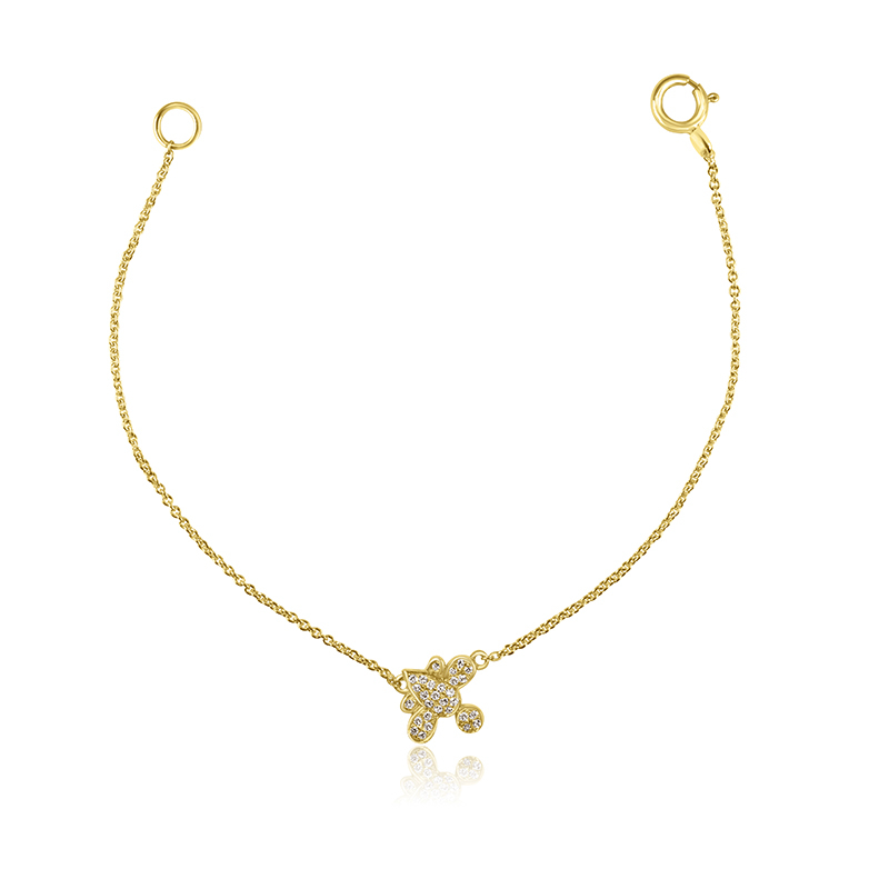 Gold Diamond Baby Bracelet - Turtle Charm