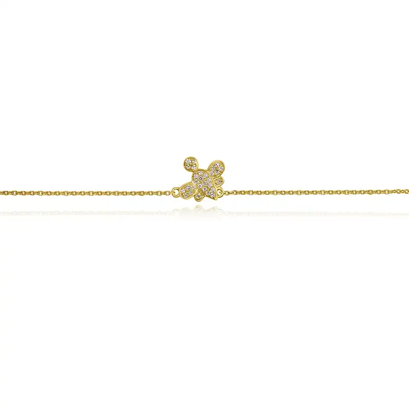 Gold Diamond Baby Bracelet - Turtle Charm