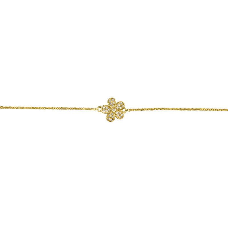 Gold Diamond Baby Bracelet - Flower Charm