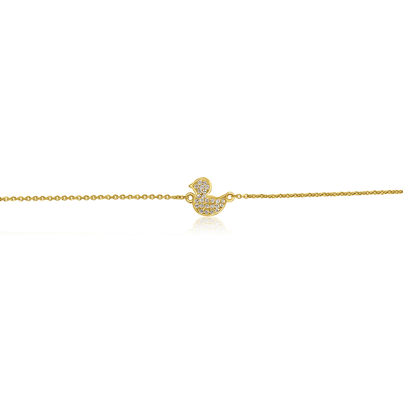 Gold Diamond Baby Bracelet - Duck Charm