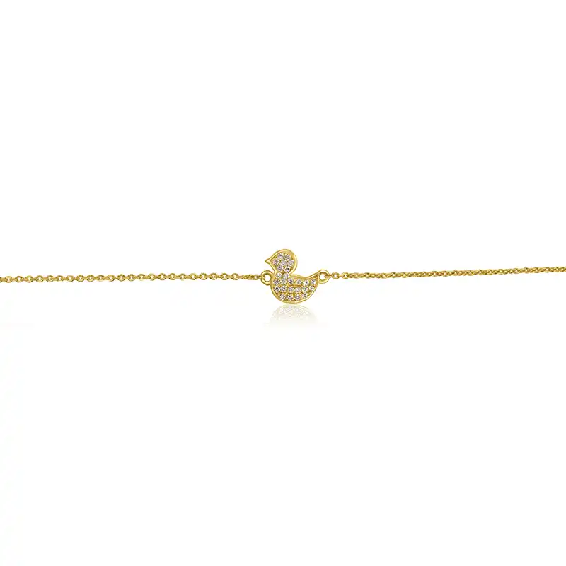 Gold Diamond Baby Bracelet - Duck Charm