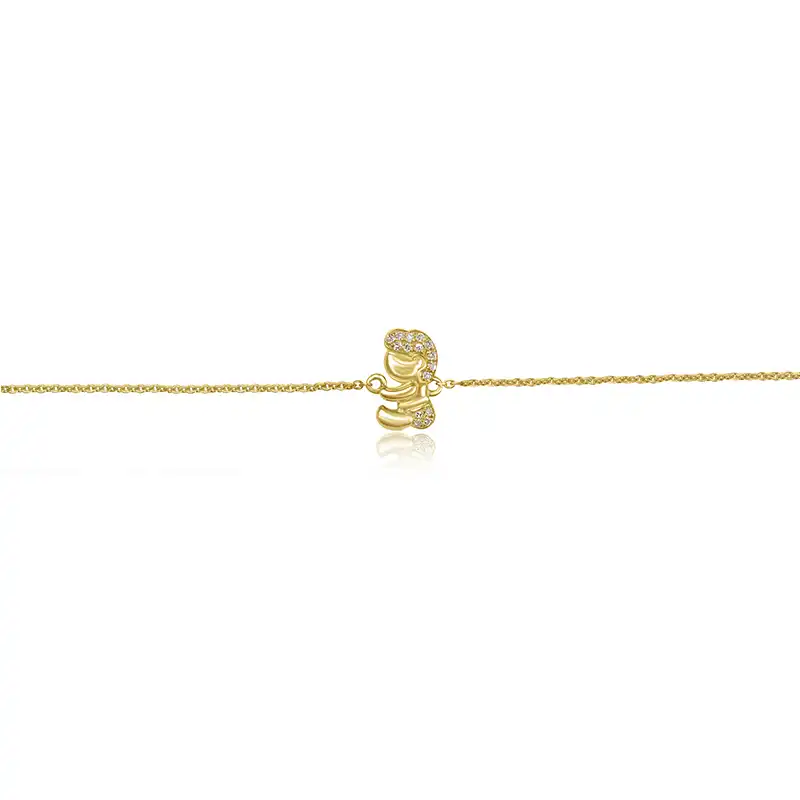 18K Yellow Gold Baby Girl Charm Bracelet