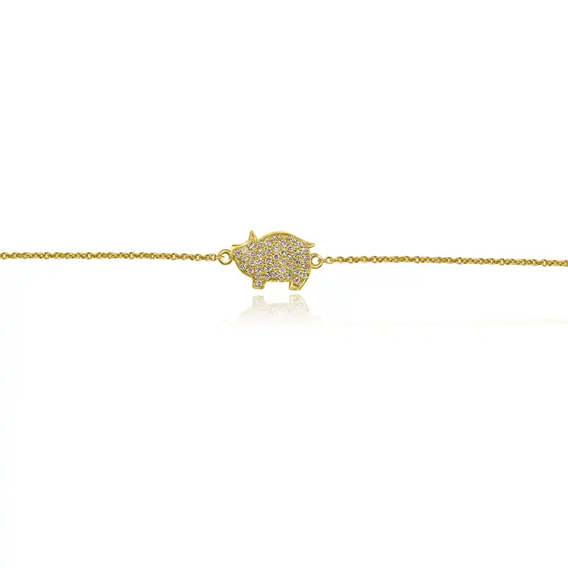 Gold Diamond Baby Bracelet - Animal Charm