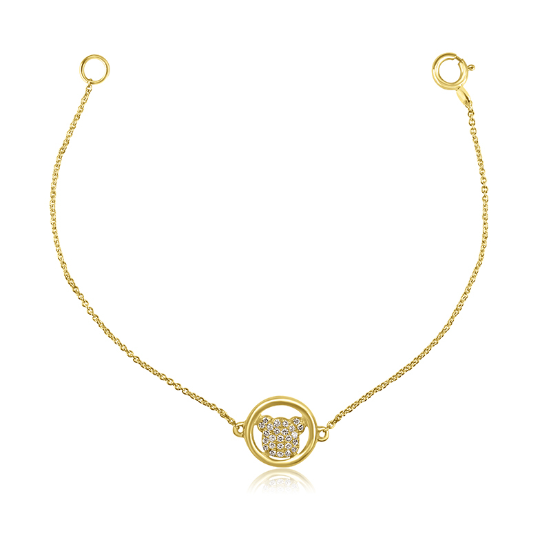 Gold Diamond Baby Bracelet - Mickey Charm