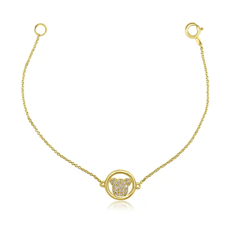Gold Diamond Baby Bracelet - Mickey Charm