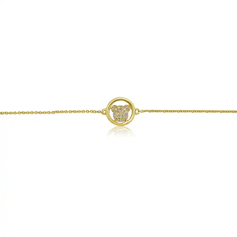 Gold Diamond Baby Bracelet - Mickey Charm